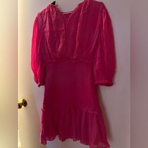 Cynthia Rowley Rosa smocked pink dress with puffed sleeves